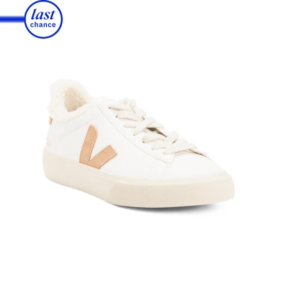 VEJA White/brown Made In Brazil Leather Campo Faux Fur Lined Sneakers - Picture 1 of 2